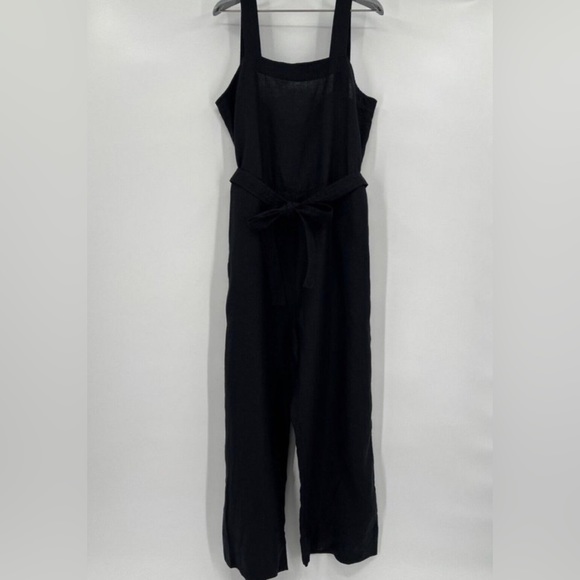 COPY - Quince Women’s Black Linen Jumpsuit sz XL NWT Sleeveless Square Neck Bel… - Picture 2 of 3